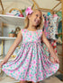 Bowtism Girls Pink Tropical Flamingo Dress with Matching Bow - Bowtism